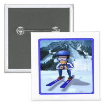Downhill Skiing 2 Pinback Buttons
