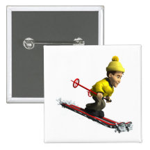 Downhill Skiing Pinback Buttons