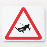 downhill skiing ski warning sign mouse mats