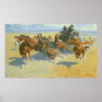 Downing the Nigh Leader by Remington Poster