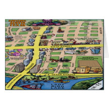 Downtown Austin Texas Cartoon Map Cards