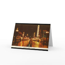 Downtown Buffalo NY at Night Vintage Greeting Cards