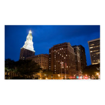 Downtown Hartford Connecticut at Night Business Card Template