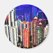 Downtown Hong Kong: China: Fridge Magnet