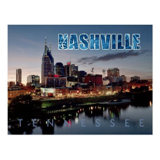 Downtown Nashville skyline, Tennessee at night Post Card