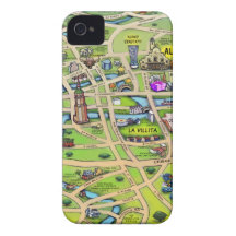 Downtown San Antonio Cartoon Map iPhone 4 Case-Mate Cases