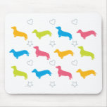 Doxie Colourful Hearts and Stars Mouse Pads