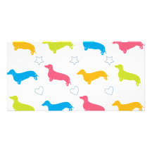 Doxie Colourful Hearts and Stars Photo Card Template