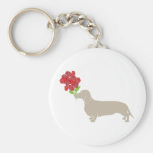 Doxie Delivers 12 Red Roses - Valentines Day!!!! Key Chains