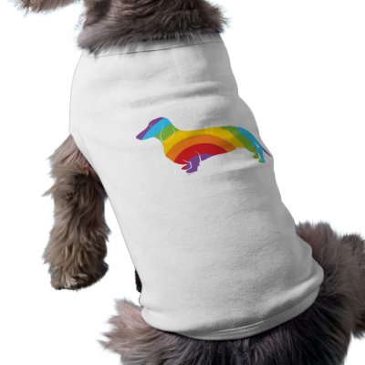 Doxie Rainbow Connection Dog T-shirt by DogArtDesign