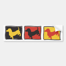 Doxies - Dachshunds repeated in three boxes Bumper Sticker