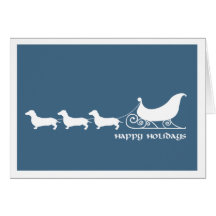Doxies tirant Sleigh de Père Noël Carte De Vœux