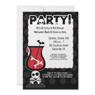 Dracula Cocktail Halloween Party 5x7 Invitation by allpetscherished