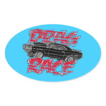 Drag racing oval sticker