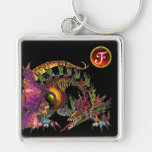 DRAGO , Red Ruby Gem Monogram Key Chains