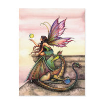 Dragon and Fairy Art Postcard by Molly Harrison