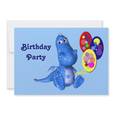 Dragon Balloons Kids Birthday Party Invitation by SmilinEyesTreasures