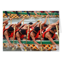 Dragon Boat Race Rowers Show Determination Greeting Card