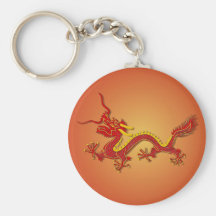 Dragon chinois Keychain de rouge et d'or Porte-clef