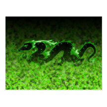 Dragon Dragon Black and Green Post Cards