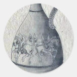 Dragon-headed bronze pitcher with horse motif Ukiy Round Stickers