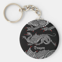 Dragon héraldique (argent) - Keychain Porte-clé