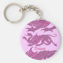 Dragon héraldique (rose) - Keychain Porte-clefs