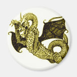 DRAGON IN BATTLE MEDIEVAL PRINT IN SEPIA TONE MAGNETS
