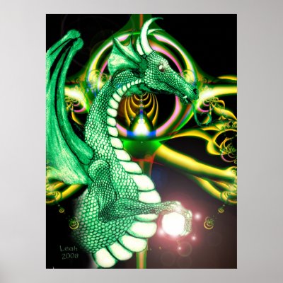 ~Dragon Lore~ Magical Green Dragon Print by MidnightDreamer