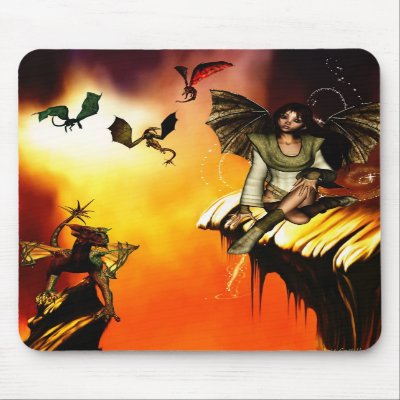 Dragon Maiden Mousepad by sirenscastle
