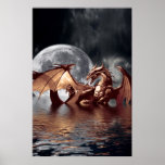 Dragon & Moon Fantasy Poster