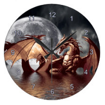 Dragon & Moon Fantasy Wall Clock