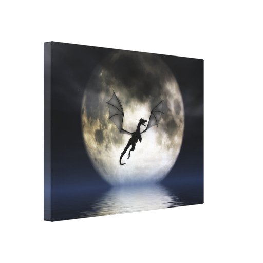 Dragon Moon Wrapped Canvas Stretched Canvas Print