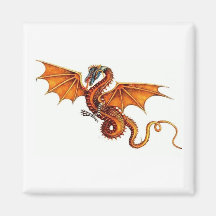 dragon-orange fridge magnet