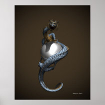 DRAGON ORB - Silver (Vertical) Posters