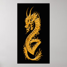Dragon oriental d'or 02 (droit) posters