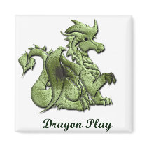 Dragon Play Square Magnet