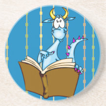 Dragon Reading Book Beverage Coasters