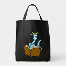Dragon Reading Book Canvas Bags