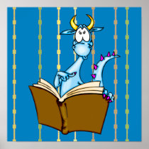 Dragon Reading Book Poster