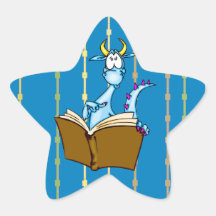 Dragon Reading Book Star Sticker