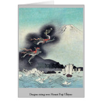Dragon rising over Mount Fuji Ukiyoe Greeting Cards