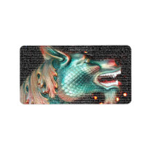 dragon statue with text overlay pic custom address label