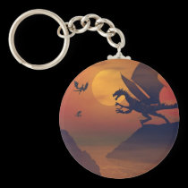 Dragon Sunset Keychain keychains