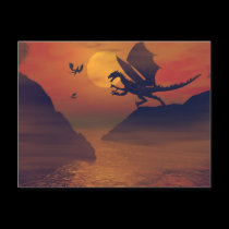 Dragon Sunset Postcard postcards