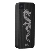 Dragon tribal argenté avec la fibre de carbone de  coques case-mate