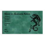 Dragon tribal noir sur le carte de visite vert