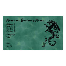 Dragon tribal noir sur le carte de visite vert
