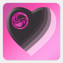 Dragon Yin Yang Stickers Carrés