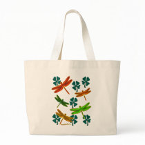 Dragonflies and Shamrocks Tote Bags